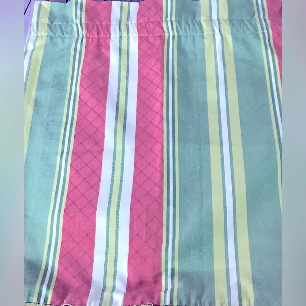 Custom Tailored Grandmillenial Valance Pink Green Gold Fringe Trim Size 24